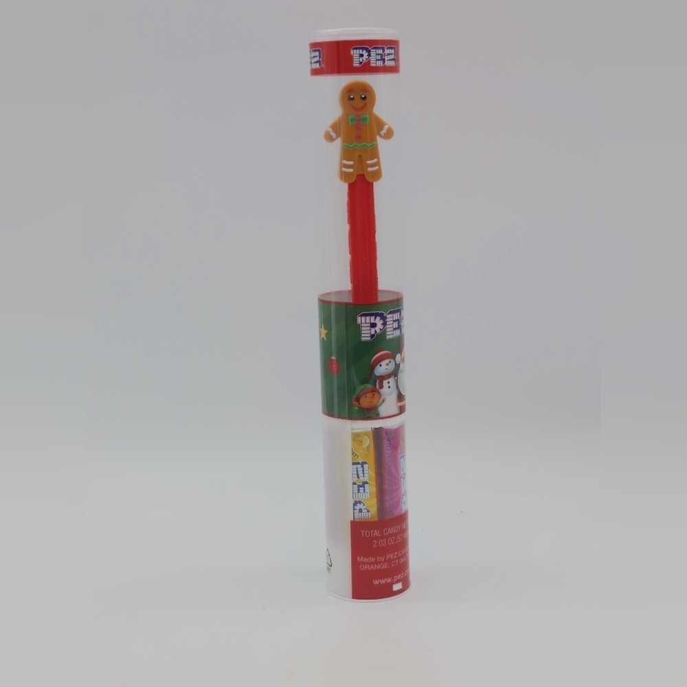 Gingerbread Man Pez Candy Dispenser - Red In Tube New
